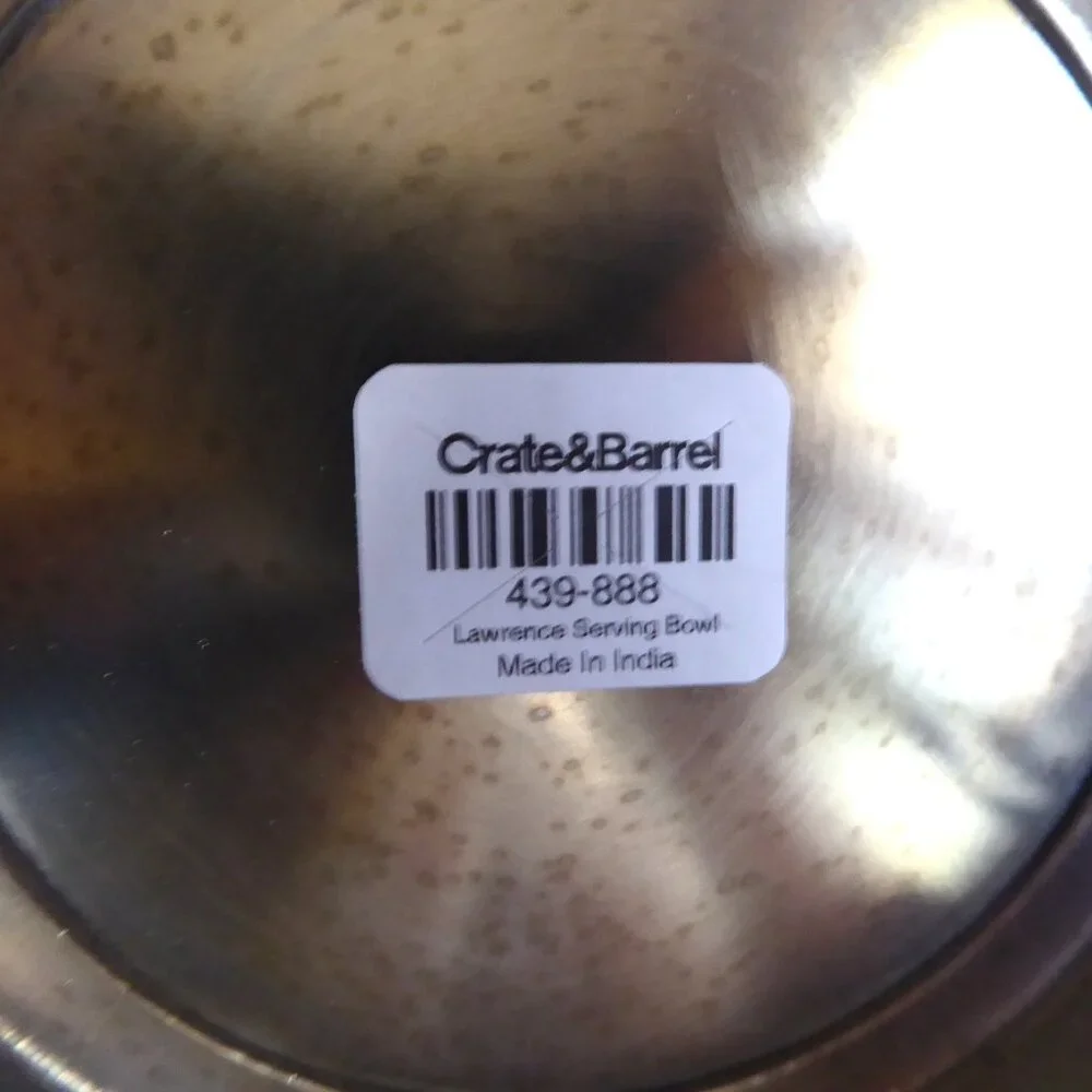 NEW 11” CRATE & BARREL LAWRENCE STAINLESS STEEL PEDESTAL SERVING BOWL
